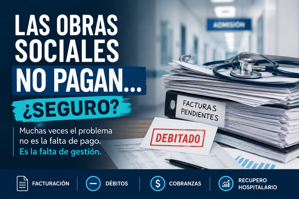 Documentación hospitalaria con facturas pendientes y débitos administrativos. Imagen representativa de los desafíos de facturación, cobranzas y recupero hospitalario en el sistema público de salud